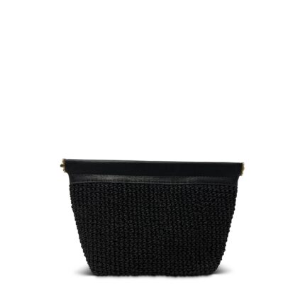 Callini Black Raffia Snap Makeup Bag – Elegant & Durable